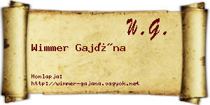 Wimmer Gajána névjegykártya